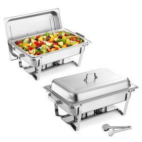 Rectangle Chafing Dish, 9 Qt 2 Pack Stainless Steel Chafing Dish, Food Warmer Chafer Complete Set with Hollow Handle, 1 Food Tongs, Lid, Fuel Hol Rectangle Chafing Dish, 9 Qt 2 Pack Stainless Steel Chafing Dish, Food Warmer Chafer Complete Set with Hollow Handle, 1 Food Tongs, Lid, Fuel Hol
