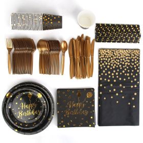 201PCS Black Gold Birthday Party Supplies For 25 Guests Happy Birthday Disposable Dinnerware Set Paper Plates 9OZ Cups Straws Napkins Forks Knive 201PCS Black Gold Birthday Party Supplies For 25 Guests Happy Birthday Disposable Dinnerware Set Paper Plates 9OZ Cups Straws Napkins Forks Knive